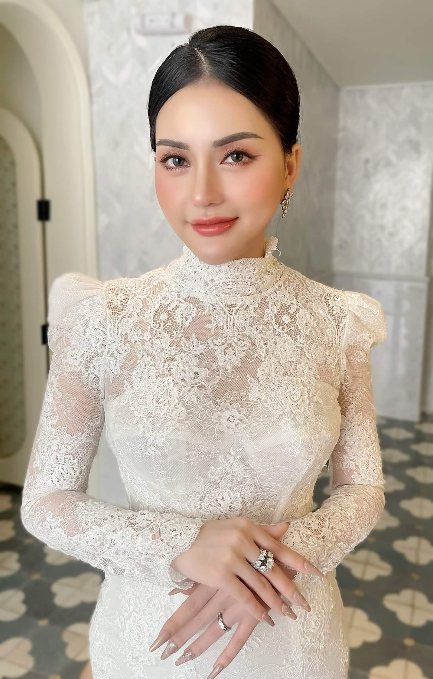 Modern bridal makeup with sleek styling